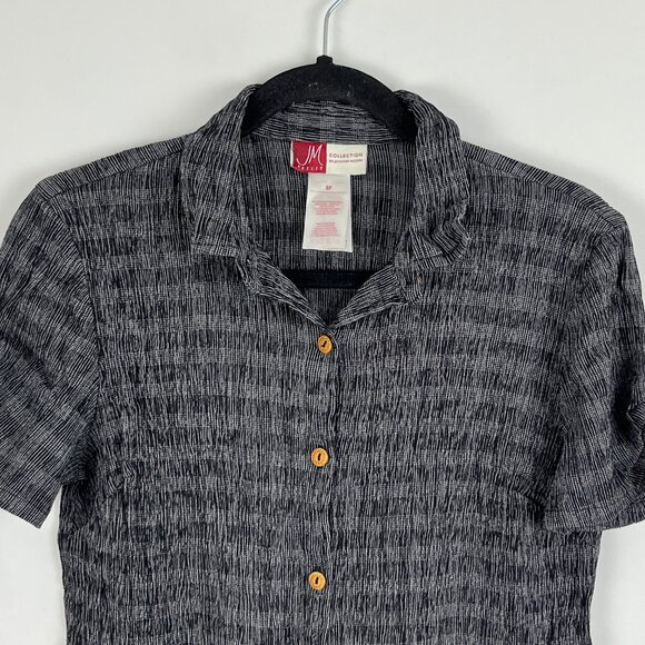 Jennifer Moore Collection Top Blouse Size 8P Gray Short Sleeve Button Up Collare - Picture 2 of 9